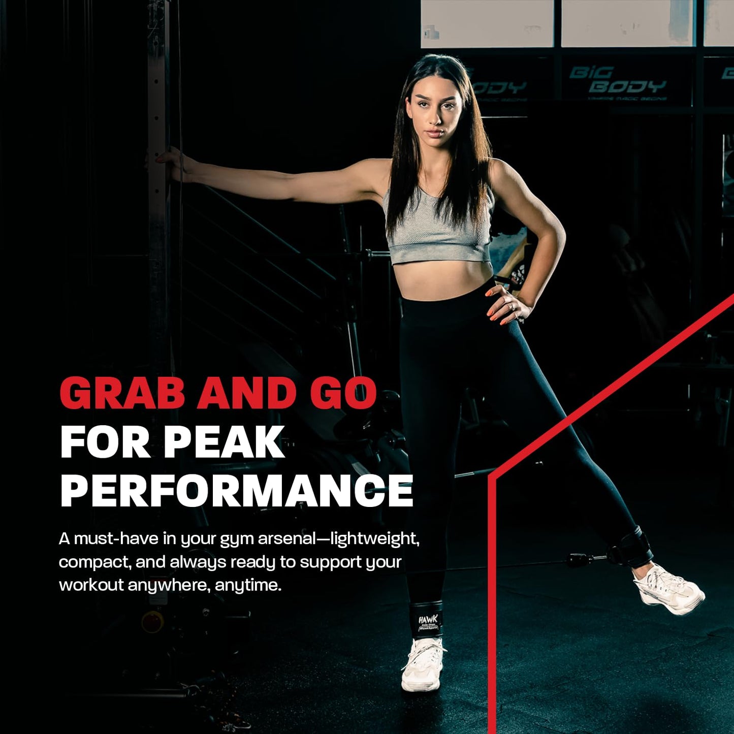 Hawk Sports Black - Ankle Straps for Cable Machines Women - Leg Cable Attachments for Gym - Leg Extension Strap