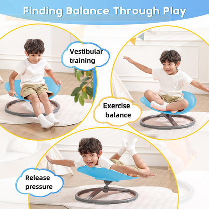 BABAMU Sensory Chair for Kids Autism Sensory Products Sit and Spin Autism Toys Spinning Chair ADHD Swivel Chair Training Body Coordination (Blue)
