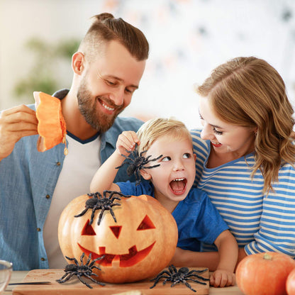 4 Pieces Realistic Spider Giant Fake Spider Action Model Plastic Animal Tarantula Toy Figures Lifelike Educational Toy for Girls and Boys, Halloween Prank Props Party Supplies