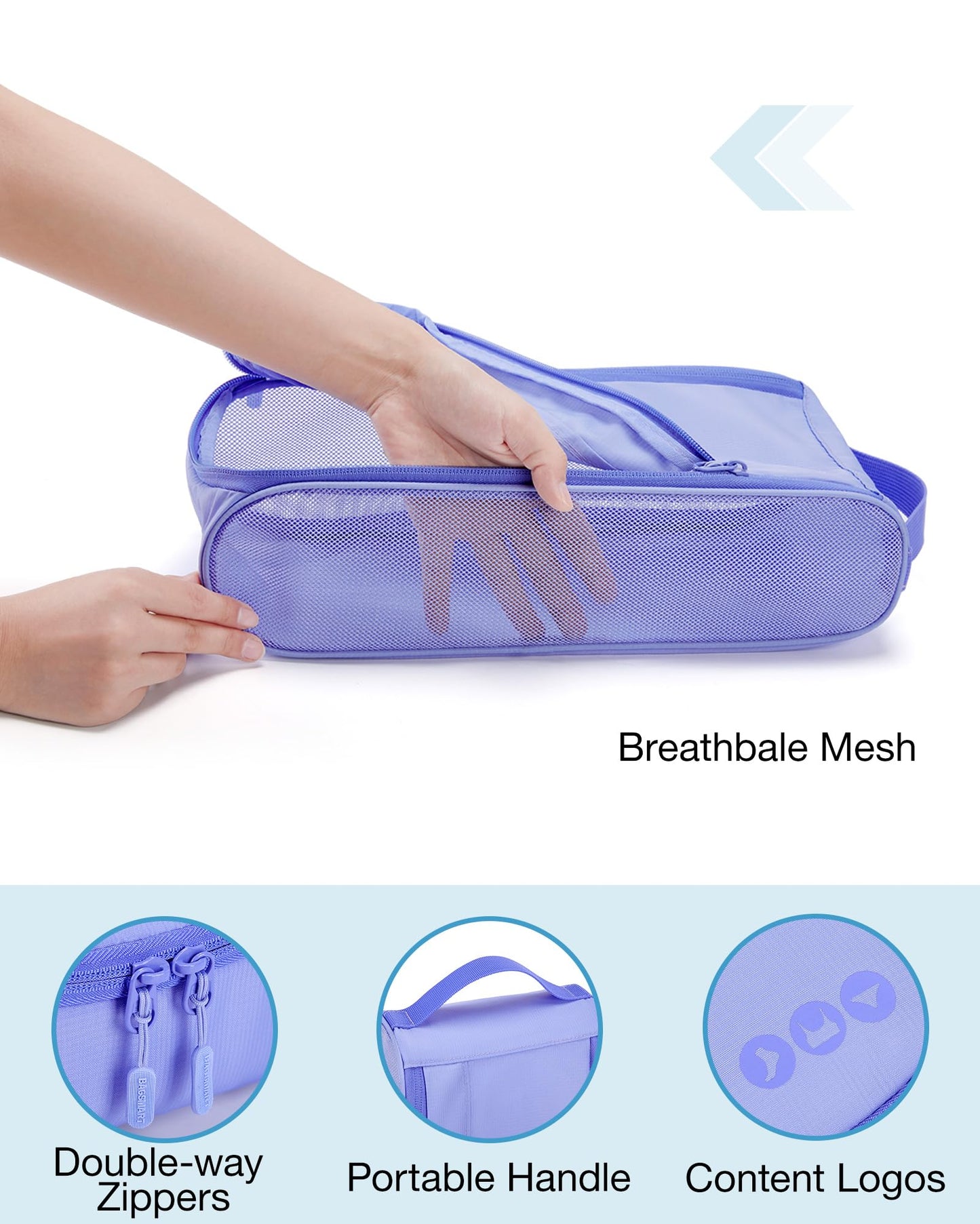 BAGSMART Keep Shape Packing Cubes for Travel, 6 Set Travel Cubes for Packing, Lightweight Suitcase Organizer Bags Set for Travel Essentials Very Peri
