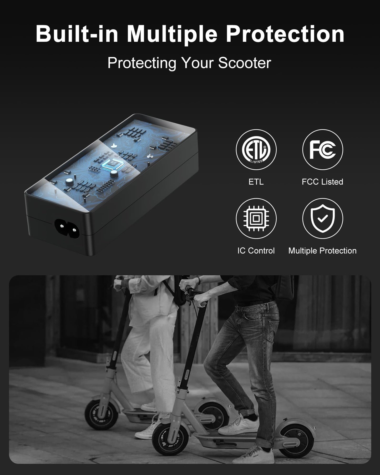 42V 2A for Gotrax Electric Scooter Charger – Compatible with GoTrax GXL V2, Apex, XR Ultra, for Go Trax Electric Scooters with 36V Lithium Battery - Round DC Plug (Not 3-Prong or XLR)