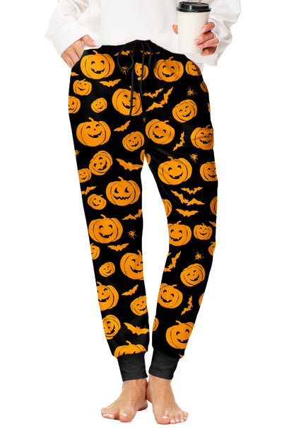 Women Pumpkin Leggings Halloween Jogger Pants for Women Cotton Ankle Drawstring Lounge Pajama Pants 2XL