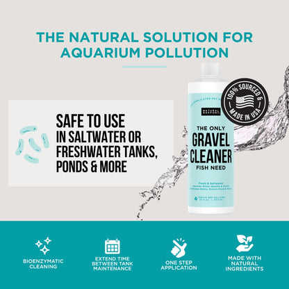 Aquarium Gravel Cleaner - Naturally Maintain a Healthier Tank, Reducing Fish Waste and Toxins (16 fl oz)