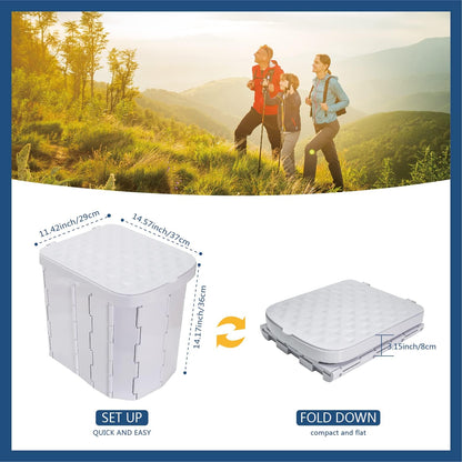 Hapoon XL Portable Folding Camping Toilet with Lid - Travel Portable Potty for Adults, Grey