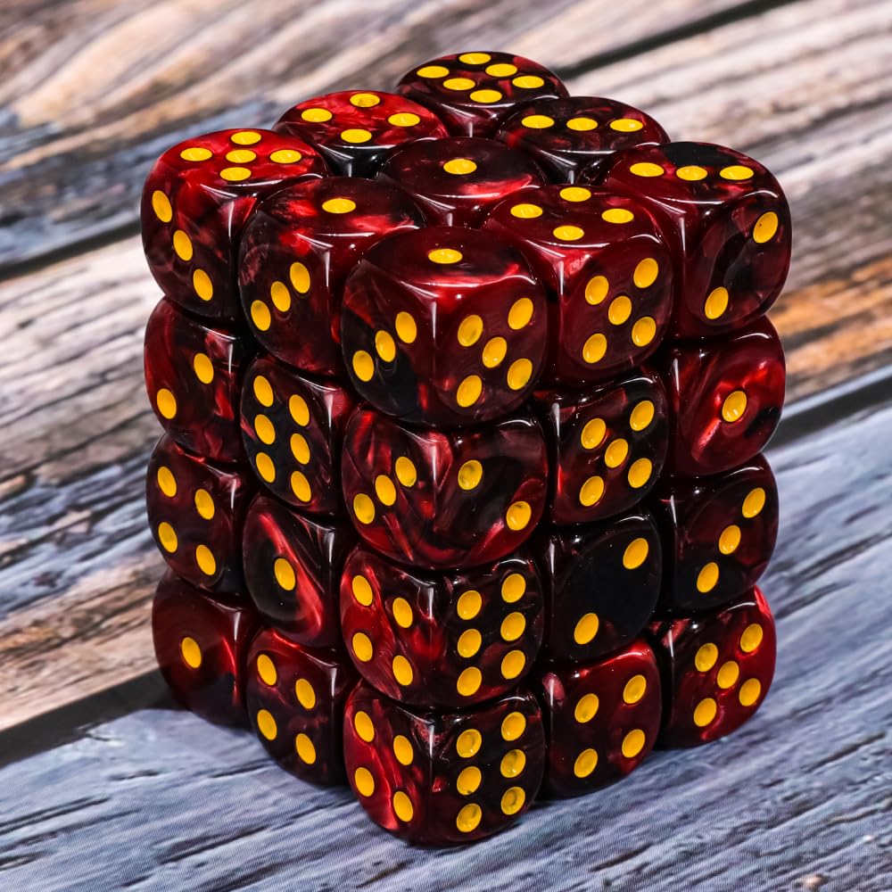 36 of Pack 12MM 6 Sided MINI Dice Set,Two Colours D6 Game Dice Set, 6 Sided Standard Dices for Yahtzee, Bunco or Teaching Math,with Portable Plastic Box(Dark Red+Black)