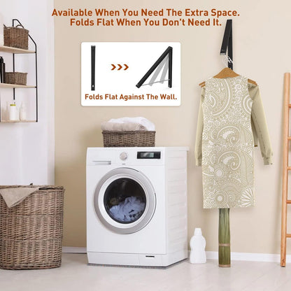 Anjuer Retractable Clothes Rack - Wall Mounted Folding Clothes Hanger Drying Rack for Laundry Room Closet Storage Organization, Aluminum, Easy Installation (Black)