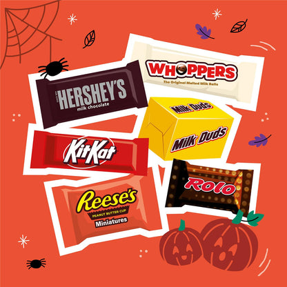 HERSHEY'S Miniatures Assorted Flavored, Halloween Candy Bag, 21.21 oz (75 Pieces)