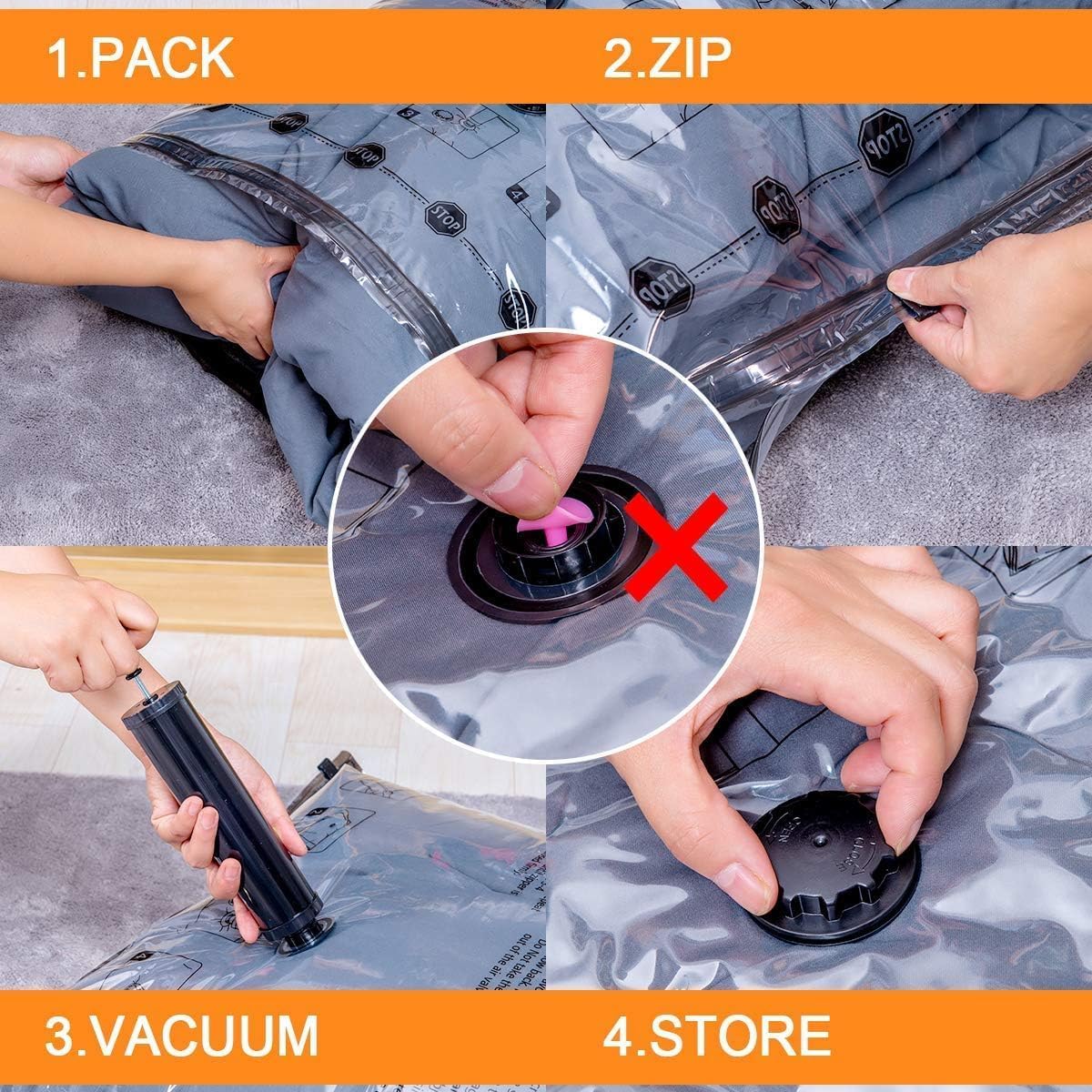 28 Pack Vacuum Storage Bags with Electric Pump, Plastic Packaging Bags,Space Saver Bag for Clothes, Mattress, Blanket, Duvets, Pillows, Comforters, Travel