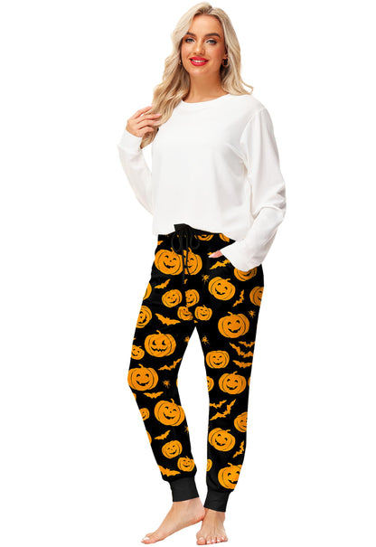 Women Pumpkin Leggings Halloween Jogger Pants for Women Cotton Ankle Drawstring Lounge Pajama Pants 2XL