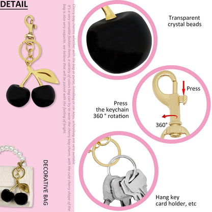 BIHRTC Cherry Keychain Accessory Purse Charm Bag Charms for Purses Shoulder Bags Handbags Making Supplies