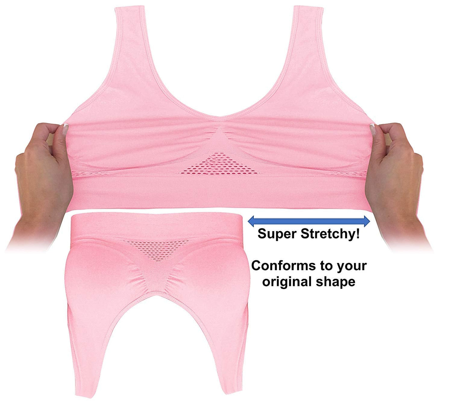 4-Pack Women's Seamless Wireless Cooling Unpadded Comfort Bra (Blue Glass, Lady Pink, Purple Heather, Neutral Gray, X-Large)