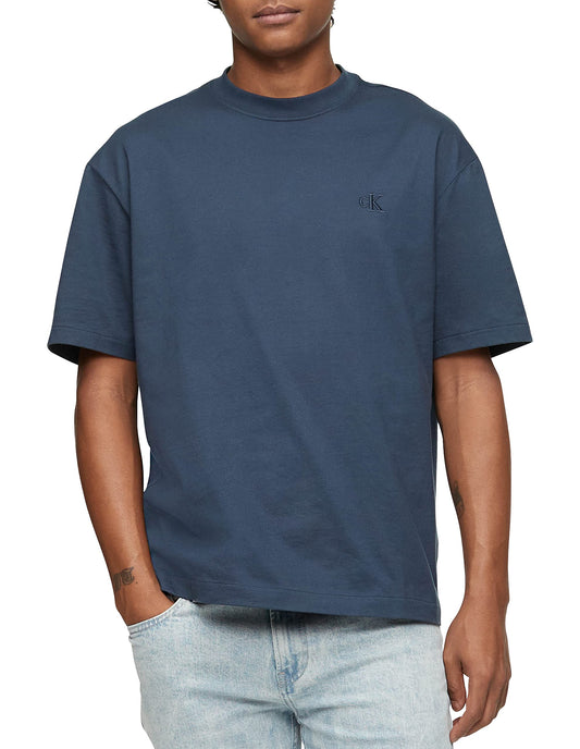 Calvin Klein Men's Relaxed Fit Monogram Logo Crewneck T-Shirt Ink