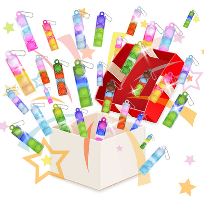 75Pcs Party Favors for Kids 3-5 4-8 Fidget Toys Bulk Mini Pop Keychain Sensory Toys Stocking Stuffers Birthday Carnival Treasure Classroom Prizes Stress Relief Toy Easter Eggs Fillers