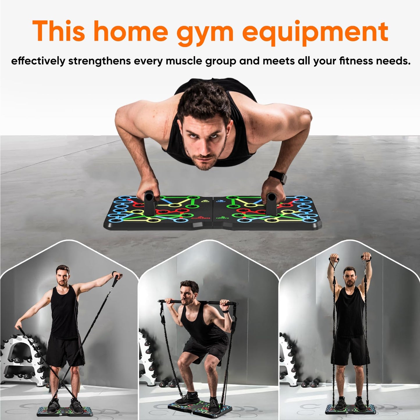 AERLANGUpgraded Push-up Board Home Fitness Accessories, Multifunctional 30-in-2 Push-up Bar Fitness Equipment, Portable Strength Training Equipment with Push-up Handles and Pilates Bar