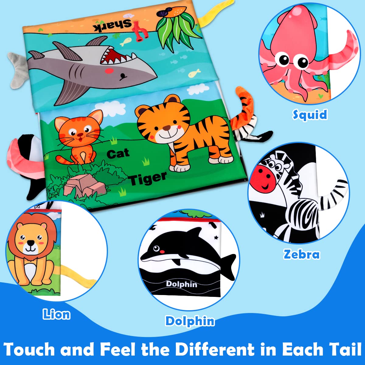 Baby Toys 0-6 Months - Tummy Time Toy Baby Mirror Infant Toys with Cloth Book - Black and White High Contrast Baby Toy for Newborn - Montessori Sensory Toy 0 2 3 4 5 6-12 Months Boy Girl Shower Gifts