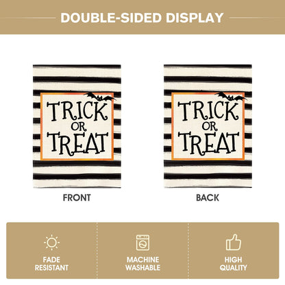 AVOIN colorlife Trick or Treat Garden Flag 12 x 18 Inch Double Sided Outside, Halloween Holiday Yard Outdoor Flag