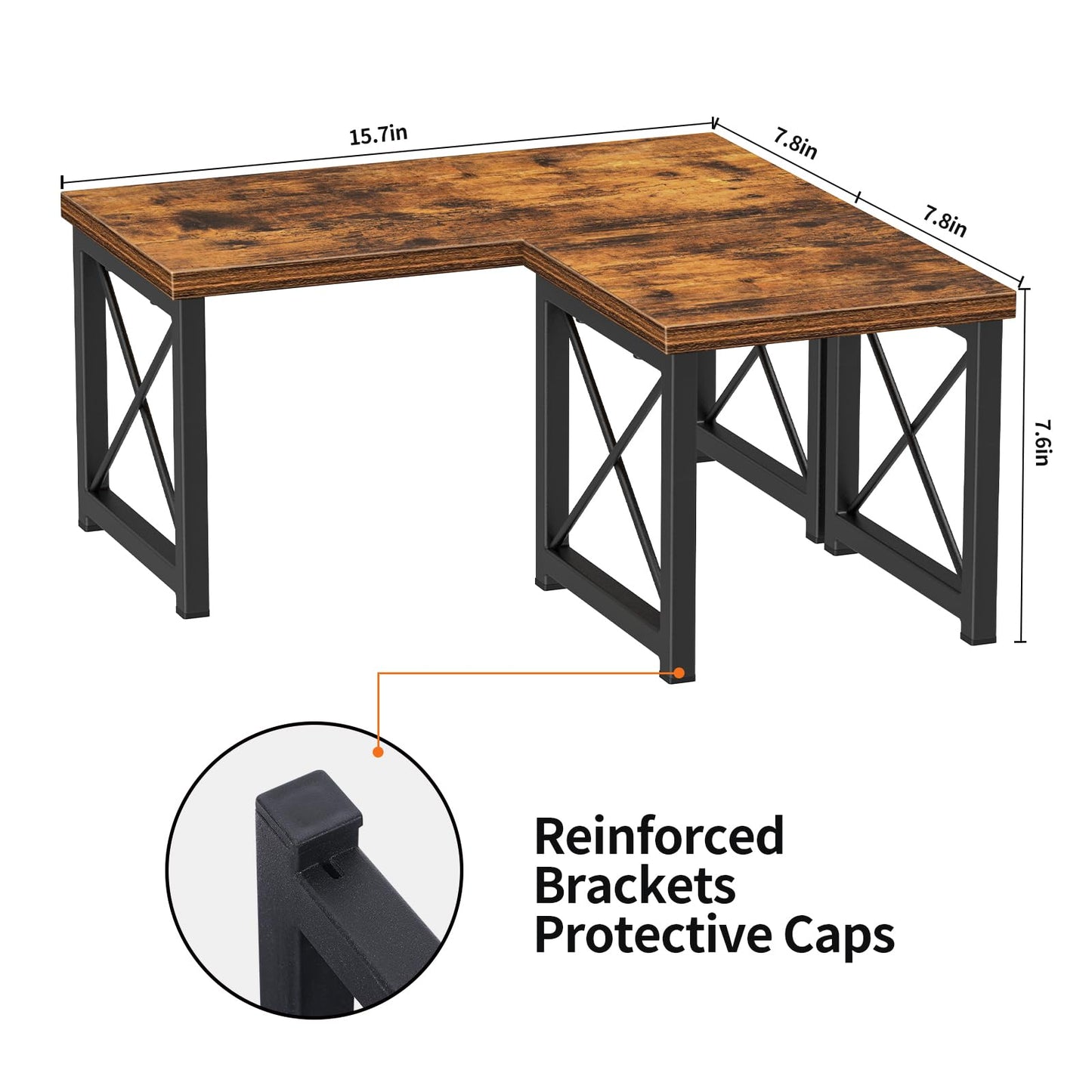 Honiter Desk Shelf, 15.7" Desktop Shelf Organizer, Freestanding Small Desktop Bookshelf, 2 Tier Independent Stackable Kitchen Counter Display Rack, Desk Hutch for Office, Dorm, Home