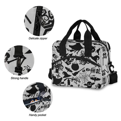 Witch Spider Halloween Lunch Bag for Women Men Insulated Lunch Box Tote Bag with Detachable Shoulder Strap & Carry Handle,Reusable Cooler Bag for Work School Picnic