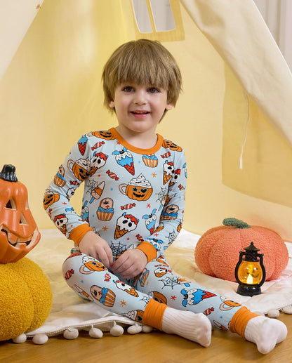 Bamboo Viscose Toddler Halloween Pajamas Boys Girls Kids Baby 2pcs Long-Sleeve Pyjamas Set 5-6Y Snug fit Sleepwear Pjs