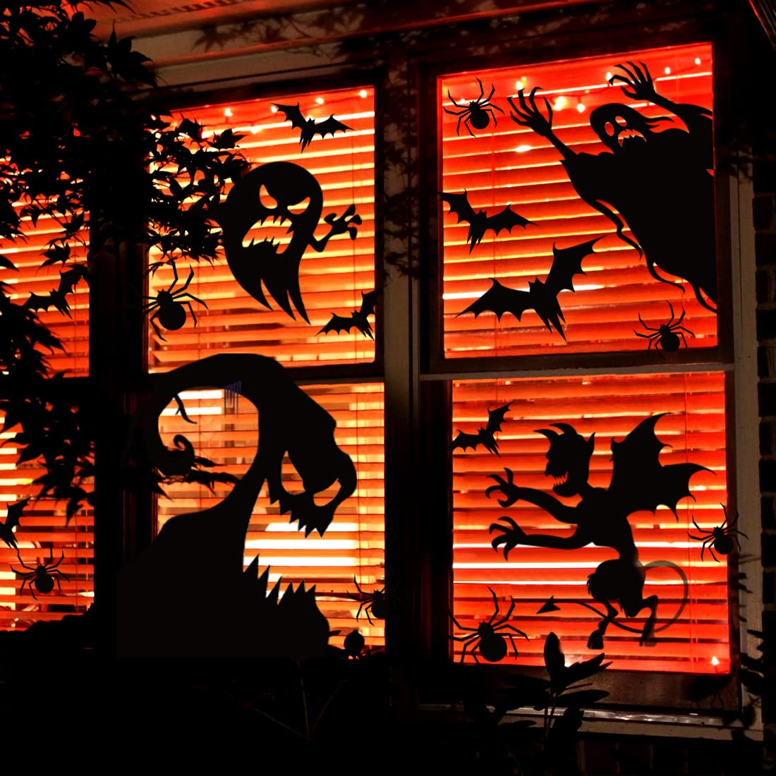 Hidreas Large Halloween Window Clings Stickers, Halloween Window Decorations Halloween Window Silhouette for Windows Glass Walls