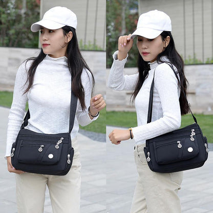 WITERY Nylon Crossboby Bags for Women - Waterproof Zipper Multi-Pocket Crossboby Purse Lightweight Shoulder Bag, Casual Ladies Pocketbooks Small Travel Purse Messenger Bags Medium Handbag Tote