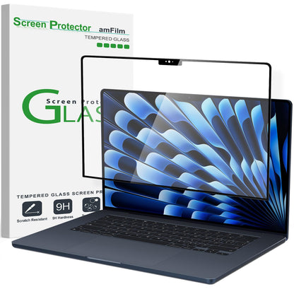 amFilm Designed for MacBook Air 15-Inch (M4 Chip/M3 Chip/M2 Chip, 2023-2025 Released) Tempered Glass Screen Protector [Zero Bubbles][9H Hardness][ Anti-Scratch][ Anti-Fingerprint], 1 Pack