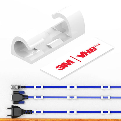 Cable Clips with Strong Self-Adhesive, XIAOXI Cord Organizer Cable Management Organizing Cords Wire for Car, Home and Office - 20 Pcs (White)