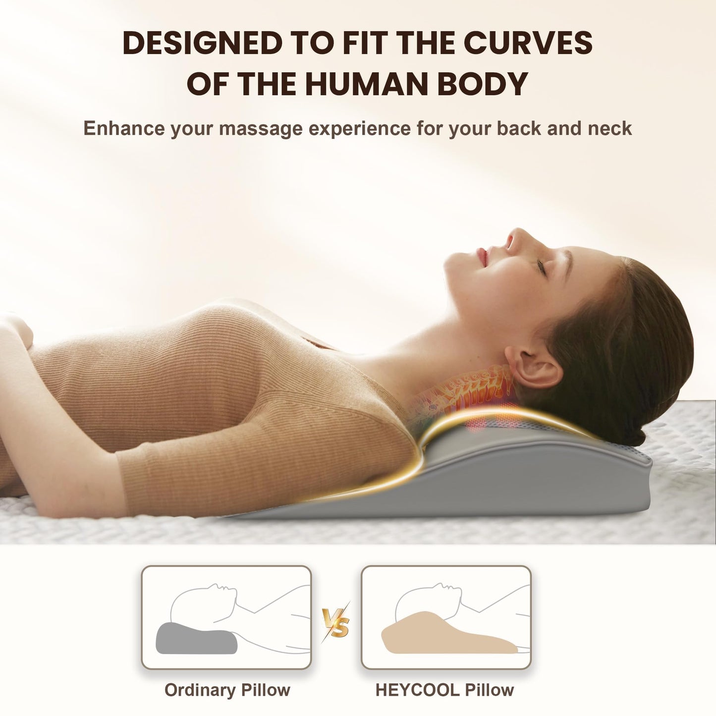 Heycool Back Massager for Pain Relief Deep Tissue, Shiatsu Back and Neck Massager with Soothing Heat, Vibration Kneading Massage Pillow for Neck Shoulder, Gifts for Women Mom