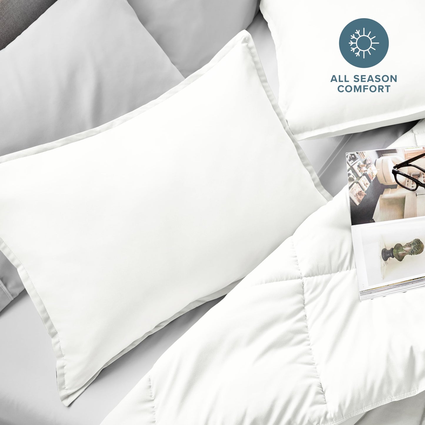 Bare Home Standard Pillow Sham Covers - Set of 2 - Premium 1800 Ultra-Soft Microfiber - Double Brushed - Stain & Fade Resistant - Bed Pillow Shams - Pillows Not Included (Set of 2, Cream)