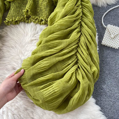 Bell Sleeve Tops for Women Dressy Tops for Evening Wear Lace Blouses for Women (Green,One Size,One Size)