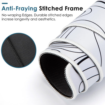 Black and White Large Gaming Mousepad - Extended Contour Topography Mouse Mat for Home and Office,Laptop Keyboard Mat with Non-Slip Rubber Base, Stitched Edges (35.43x15.75 x0.12, Not Waterproof)