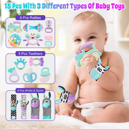 Baby Rattles 0-6 Months: Baby Toys Rattles for Babies 6-12 Months Infant Toys 0-3 Months Newborn Toys Teething Toys 3-6 Months - Baby Rattle Socks Baby Gifts for Boy Girl