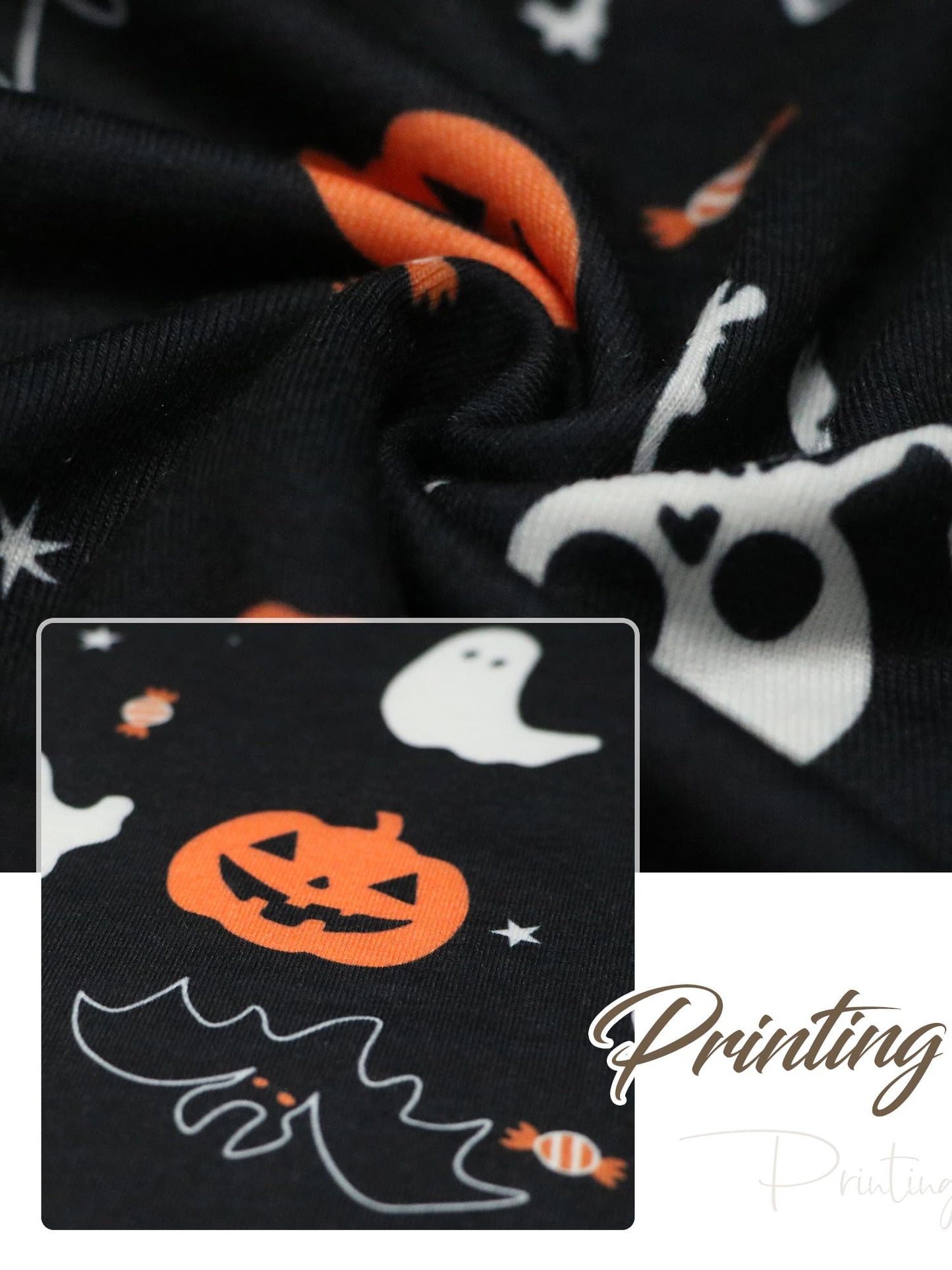 Anbech Women Plus Size Halloween Tops Pumpkin Grapchic Thanksgiving T-Shirt (Full Black, 5XL)