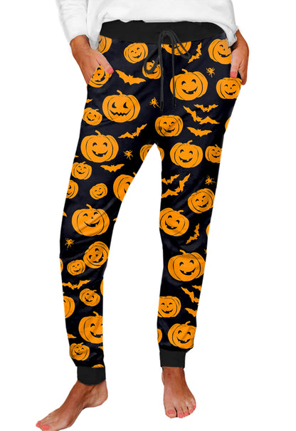 Women Pumpkin Leggings Halloween Jogger Pants for Women Cotton Ankle Drawstring Lounge Pajama Pants 2XL