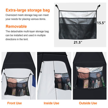 anngrowy Shower Tent Pop-Up Privacy Tent Camping Portable Toilet Outdoor Camp Bathroom Changing Dressing Room Instant Privacy Shelters for Hiking Beach Picnic Fishing Potty, Extra-Tall, UPF 50+