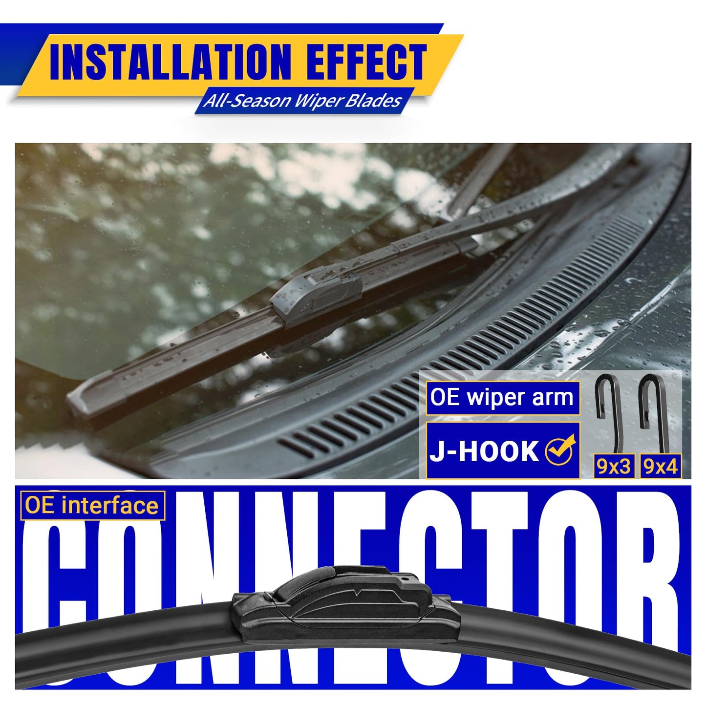 3 wipers Replacement for 2006-2011 Chevy chevrolet HHR, Windshield Wiper Blades Original Equipment Replacement - 18"/18"/11" (Set of 3) U/J HOOK