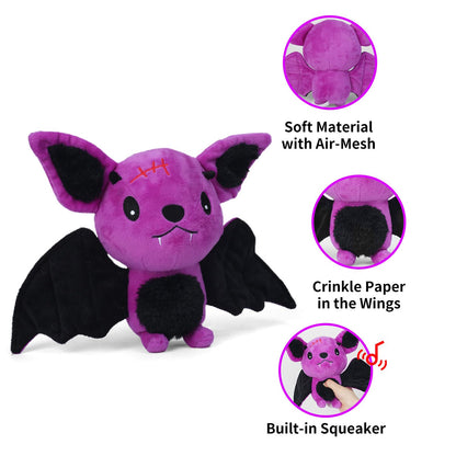 Blnboimrun Halloween Dog Toys for Aggressive Chewers, Squeaky Plush Bat with Crinkle Paper, Durable Interactive Chew Toys for Small, Medium & Large Dogs, Indoor Outdoor Play Pet Gift