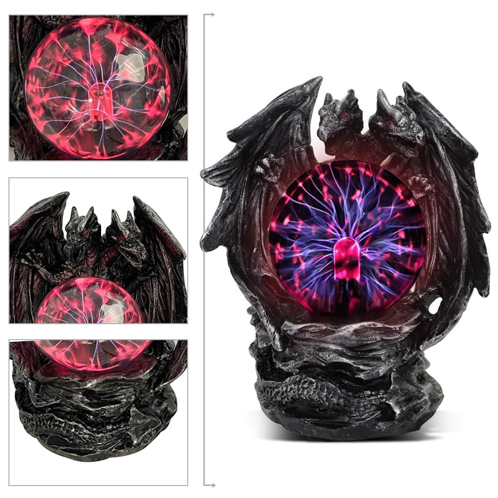 ANQIA Plasma Ball Lamp Touch Sensitive,Party Magical Electrostatic Red Color Crystal Ball for Halloween (Evil Dragon)