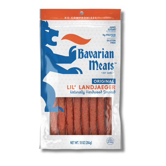 Bavarian Meats Lil' Landjaeger Meat Sticks, Smoked Sausage Protein Snacks, Zero Sugar, Great Source of Protein, Gluten Free, Keto Friendly Low Carb Snack, 10 Ounce