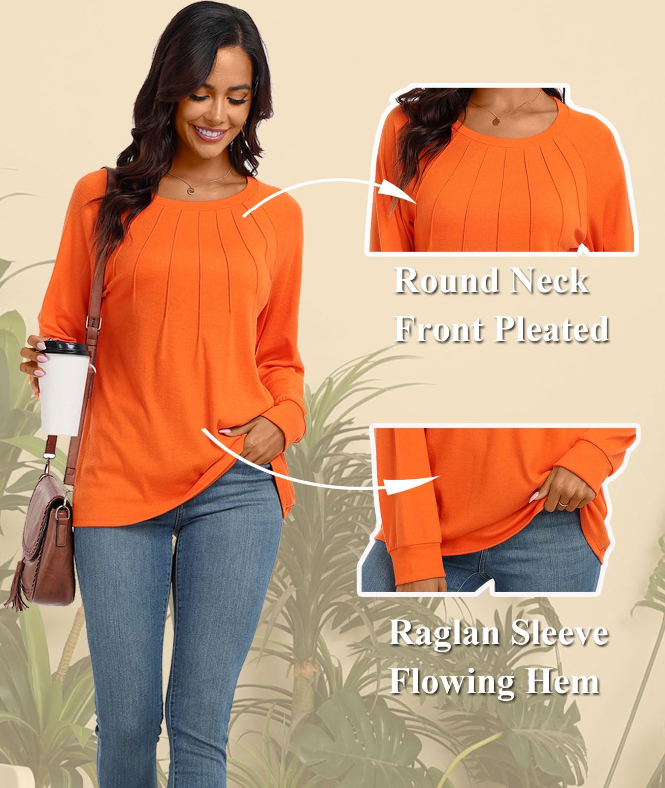 Addtoo Womens Halloween 2025 Fall Tunic Plus Size Tops Casual Long Sleeve Pleated Blouse Warm Dressy Tshirt XXLarge