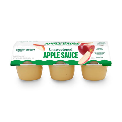 Amazon Grocery, Unsweetened Apple Sauce, 4 Oz, Pack of 6 (Previously Happy Belly, Packaging May Vary)