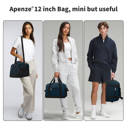 Apenze Small Gym Bag Carry On Bag - 12 in Mini Duffle Bag Lightweight for Overnight Travel（Navy Blue）