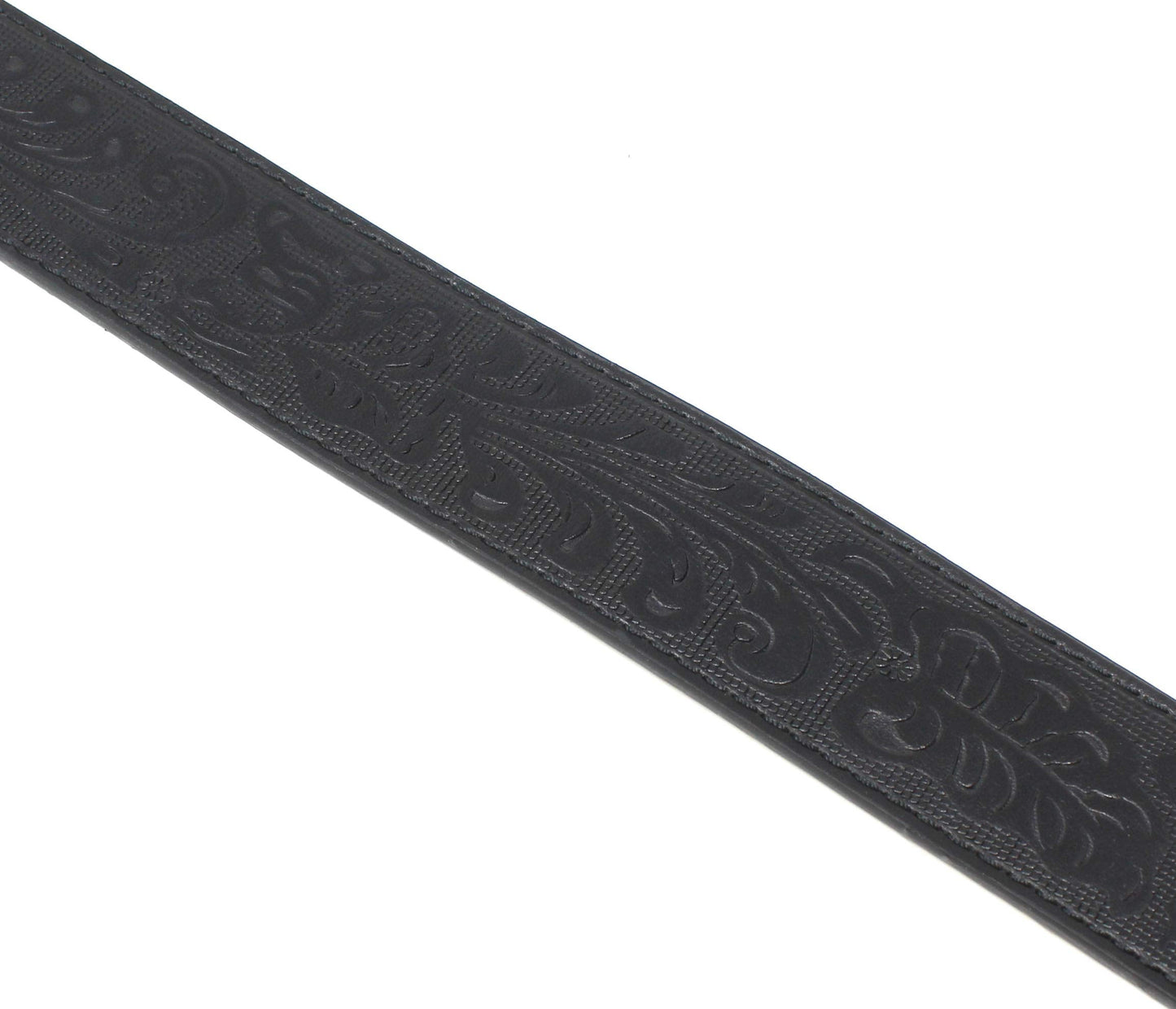 BC Belts Leather Belt Strap with Embossed Western Scrollwork 1.5" Wide with Snaps (Black-XL)