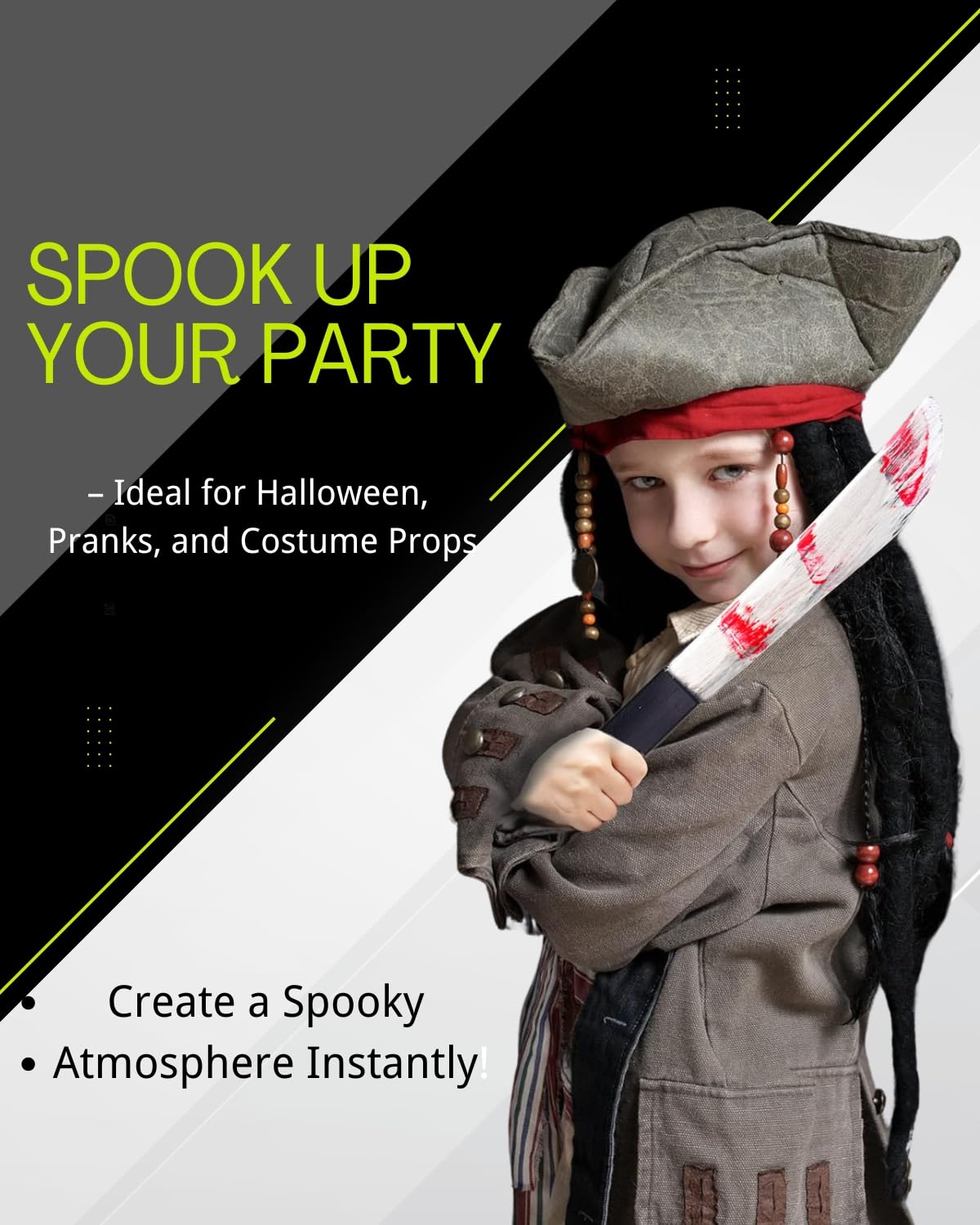 Bloody Butcher Knife-Fake Realistic Bloody Knife Prop Halloween Costume Knife for Zombie Costumes