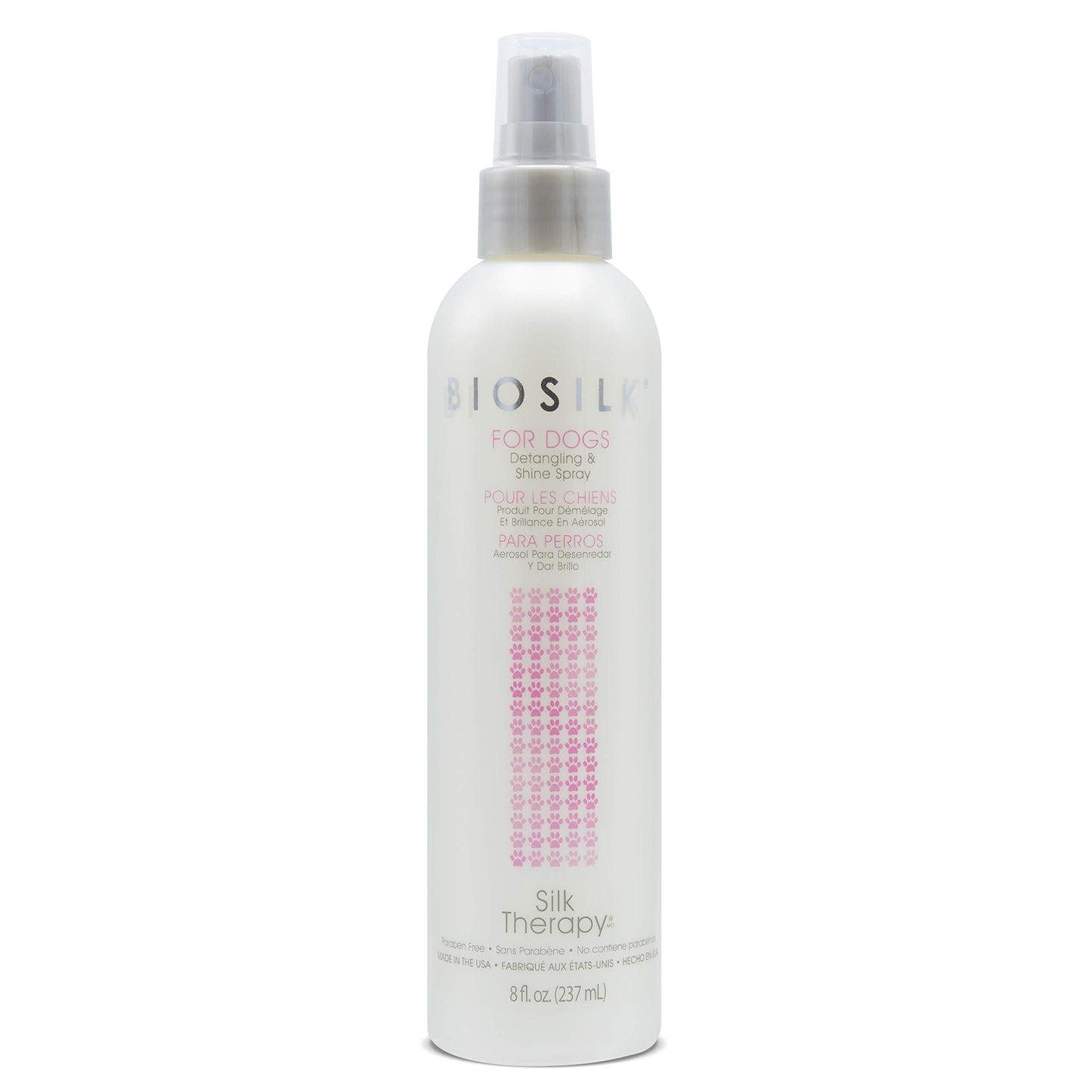 BioSilk for Dogs Silk Therapy Detangling Plus Shine Mist for Dogs | Best Detangling Spray for All Dogs & Puppies for Shiny Coats and Dematting | 8 Oz Bottle (Packaging May Vary)