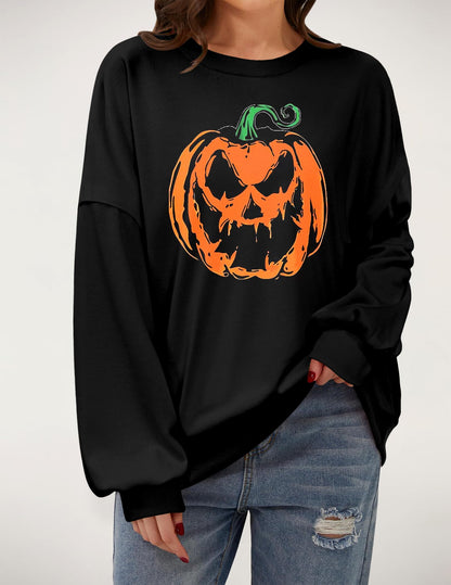 Zeagoo Women's Halloween Pumpkin Graphic Sweatshirts Long Sleeve Pullover Tops Gothic Fall Y2K Clothes 2024