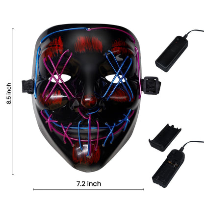 BOMLY Halloween Purge Light Up Scary Mask - LED EL Wire Mask for Festival Party Gifts