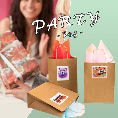 Brown Paper Bags with Handles Bulk 100Pcs 8x4.5x10.8 Inch Gift Bags Bulk, Brown Kraft Paper Bags for Retail, Party, Shopping, Favor