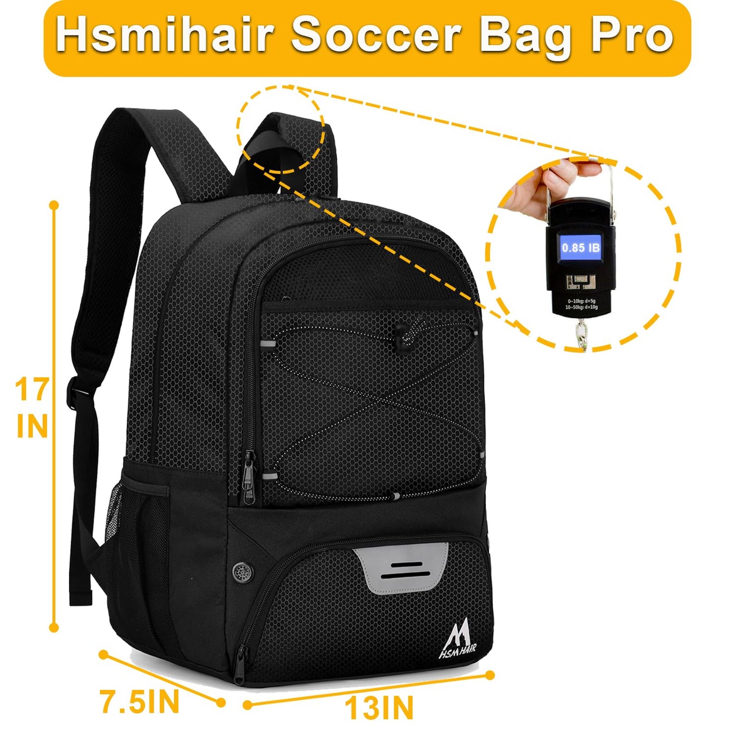 Hsmihair Soccer Bag-Soccer Backpack&Backpack for&Football Volleyball& Basketball,with Ball Compartment and Training Package