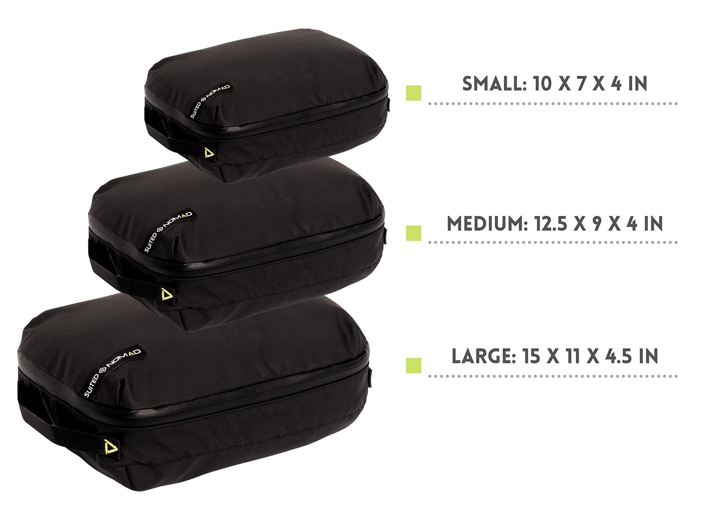 Adventure Travel Packing Cubes, IP65 Water&Dust Proof Organizer Wet Bags (3Piece/Waterproof, Jet Black)